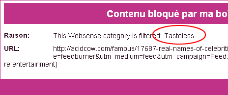Filtrage de AcidCow par Websense
